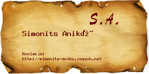 Simonits Anikó névjegykártya
