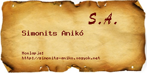 Simonits Anikó névjegykártya